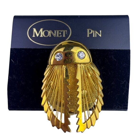 Monet Jewelry - Monet Womens Gold Tone Beetle Crystal Pin Brooch Jewelry